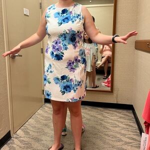 Floral Sleeveless Dress - Blue and Purple